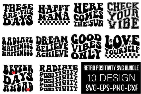 Download Retro Positivity Svg Design Bundle Free - Premium Resources