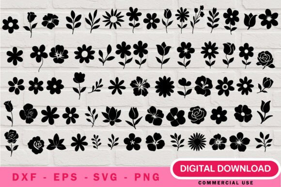 Download Flower Silhouette SVG Bundle - Flower silhouette Collection