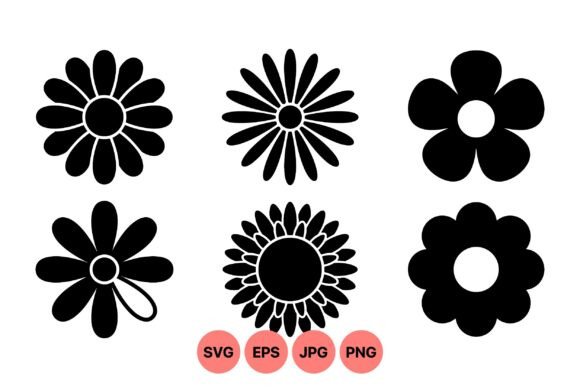 Download Simple Retro Flower Silhouette Set - Flower silhouette Collection