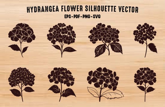 Download Hydrangea Flower Silhouette Vector Set - Flower silhouette Collection