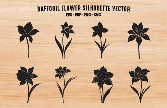 Download Daffodil Flower Silhouette Vector Set - Flower silhouette Collection