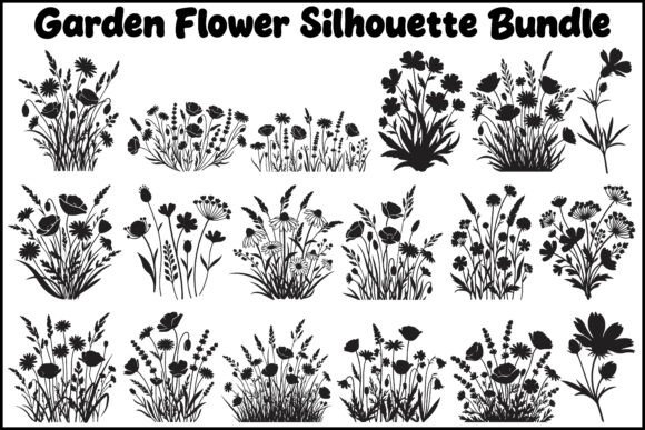 Download Garden Flower Silhouette SVG Bundle - Flower silhouette Collection