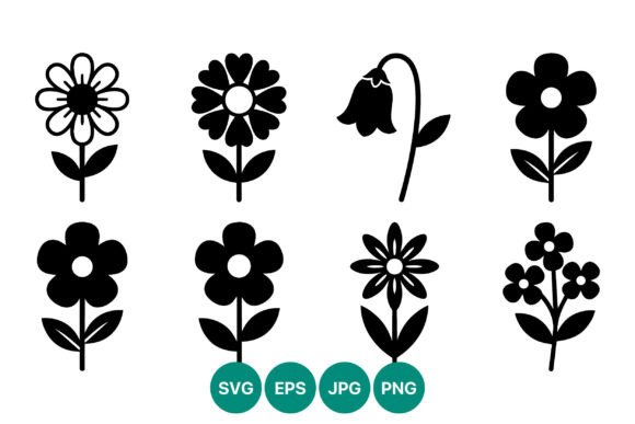 Download Black Flower Silhouette Vector Icons - Flower silhouette Collection